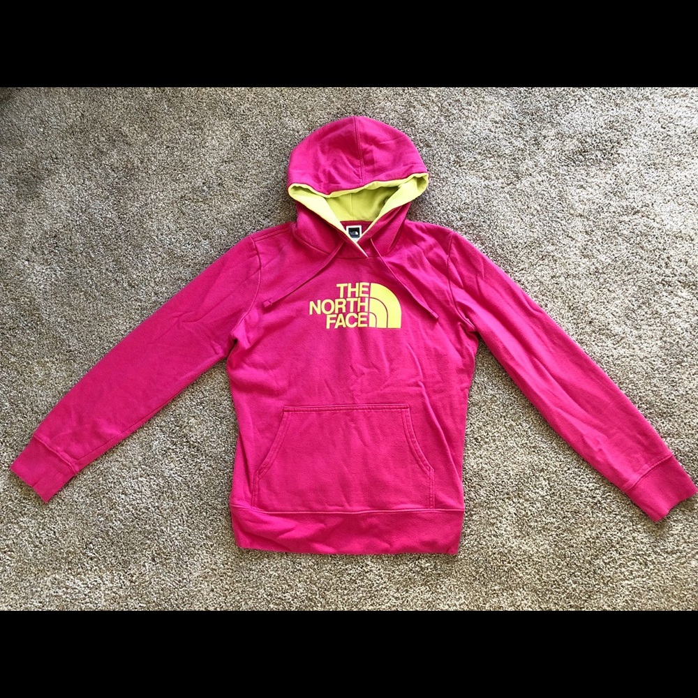 The North Face Pink Yellow Pullover Hoodie
